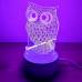 Cветильник Сова 3D Led, 7 цветов подсветки